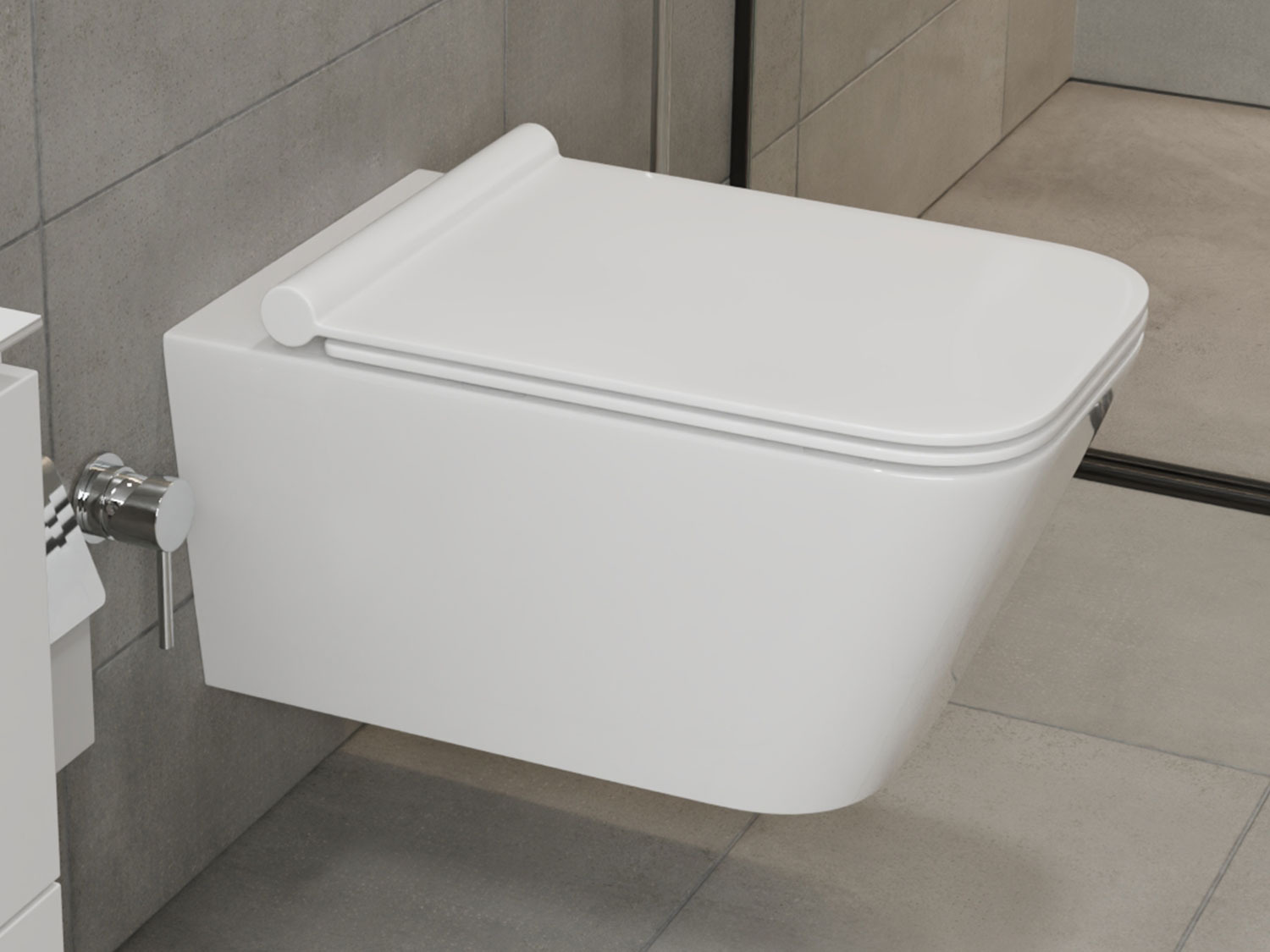 Wand Dusch WC Taharet - mit abnehmbaren Softclose Toiletten-Sitz - Bidet - Keramik - CT2041V-C
