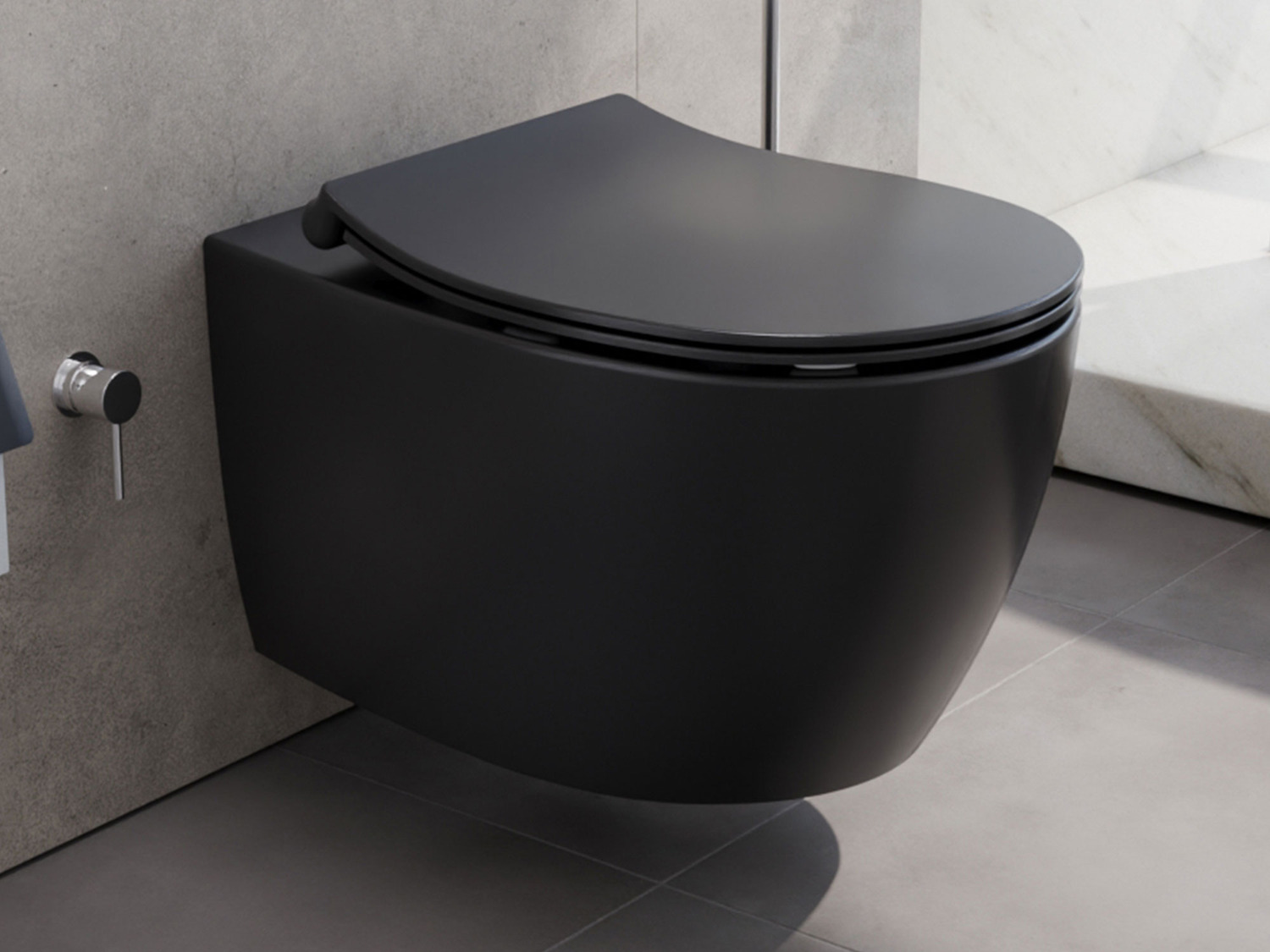 Wand Dusch WC Taharet - sp&uuml;lrandlos - mit abnehmbaren Softclose Toiletten-Sitz - Bidet - Keramik - 10.10.02.02.ANKT